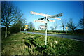 ST7153 : Direction Sign â Signpost on the B3139, Frome Road, A366 and A362 crossroads in Hemington parish by J Dowding