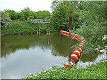SO8453 : Barrier protecting Diglis Weir by Chris Allen