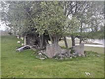NH8305 : Ruin near Kincraig by Richard Webb