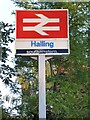 TQ7064 : Sign for Halling Station by Philip Halling