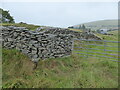 Dry stone wall and gate entrance beside the lane