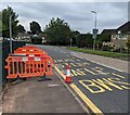 ST3091 : Temporary barriers at an Almond Drive bus stop, Malpas, Newport by Jaggery
