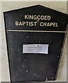 Kingcoed Baptist Chapel nameboard, Monmouthshire