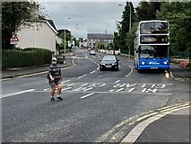 H4572 : A bus stops to let passengers off, Omagh by Kenneth  Allen