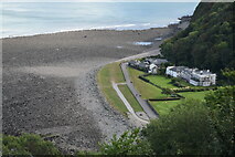 SS7249 : Shore at Lynmouth, from the top of the cliff railway by David Martin