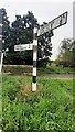 Cumberland County Council finger signpost on grass triangle on east side of Peter Gate