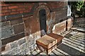 Great Budworth High Street: Drinking water tap in the village shelter