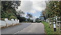 Blind bend and T-junction at the eastern entrance to Bryansford village