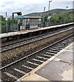ST1486 : Passenger shelter on Platform 1, Aber station, Caerphilly by Jaggery