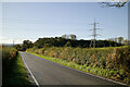 Road and pylon near Castell