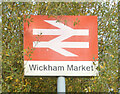 TM3255 : Wickham Market Station sign by Geographer