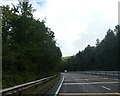 Road markings on A467 in advance of roundabout