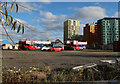 Bus parking by the Thames