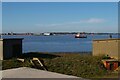 TM2831 : Landguard Fort: view from the roof across to Harwich by Christopher Hilton
