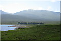 Pait Lodge beside Loch Monar with An Riabhachan in the background