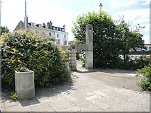 SY6779 : Portland sculptures outside Weymouth railway station by Neil Owen