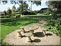 Small tables in the Peace Garden