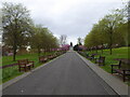 Path leading to the Andrew Carnegie statue in Pittencrieff Park