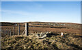 NY8036 : Fence crossing Scaud Hill by Trevor Littlewood