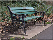TQ2789 : East Finchley : park bench, Cherry Tree Wood by Jim Osley