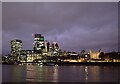 The City of London and the Tower of London at night