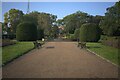 View towards Alexandra Palace up path towards Rose Garden and fountain