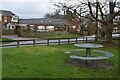 Metal seat and table at Owslebury