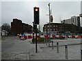 Traffic lights at the bottom of the High Street