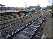 TQ8833 : Looking up the line from Tenterden Town station by Marathon