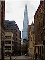 TQ3380 : St Mary At Hill, London, looking towards The Shard by Rob Farrow