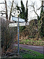 Road sign at Woundale crossroads in Shropshire