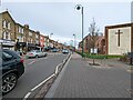 High Road Leytonstone at junction with Lister Road facing north with Methodist Church in view