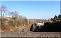 Looking east along the railway from Scar Lane Bridge (B6111), Milnsbridge