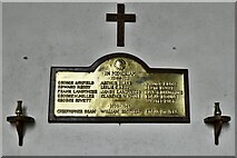 TM0174 : Wattisfield, St. Margaret's Church: The World Wars I and II memorial plaque by Michael Garlick