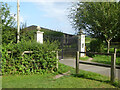 Gates, Fen Place Mill, and footpath crossing of drive