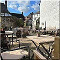 TQ0313 : Amberley Village Tearoom - outside seating area by Ian Cunliffe