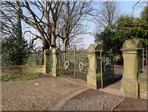 SE1823 : Liversedge Cemetery gates on Green Lane by habiloid