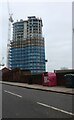 Tower block under construction by Plaistow Station