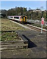 Train approaching Pontypool & New Inn station, Torfaen