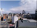 View from the rooftop garden of the Library of Birmingham towards 103 Colmore Row