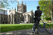 SO5139 : Hereford Cathedral and the Elgar statue by Philip Halling