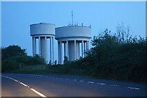 SP8688 : Water towers by Uppingham Road, Corby by David Howard
