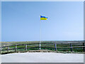 SJ1284 : Ukrainian Flag at Talacre by Jeff Buck