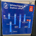 TQ3481 : Diagram of the lifts, Whitechapel station by Robin Stott