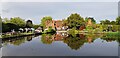 SU7352 : North Warnborough - Mill House - Millpond reflections by Rob Farrow