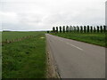 Road passing through cultivated land near Mains of Struthers