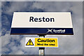 NT8761 : A platform 1 sign at Reston Railway Station by Walter Baxter