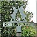 TG3907 : Moulton St Mary village sign by Adrian S Pye