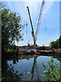 TQ0588 : Cranes and pontoon, canal east bank, for HS2 viaduct by David Hawgood