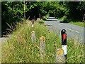 Concrete bollards on minor road near Bricklehampton